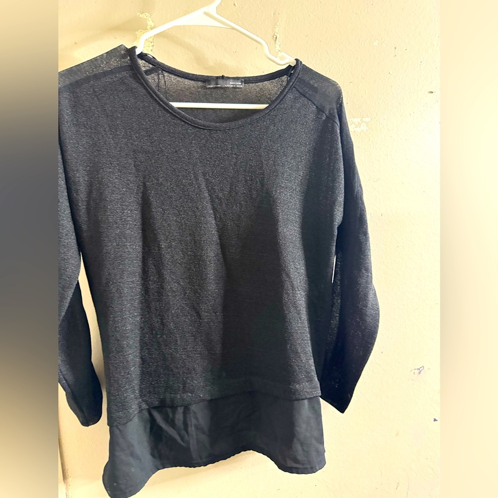 Zara women black sleves 3/4 size S